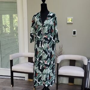 Tropical Leaf Print Kimono